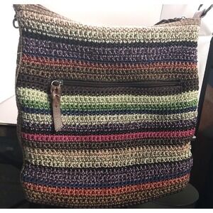 The Sak Striped Woven Bag 2 Zip Outside Pockets 1 Zip Inside Crossbody